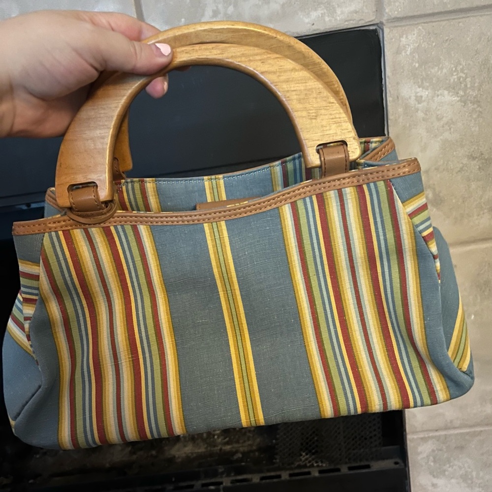 Vintage Fossil Purse multi color wood handles